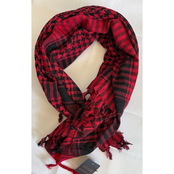 Lovarzi Shemagh Desert Scarf Unisex Red/Black Tactical OS NEW - Picture 2 of 9